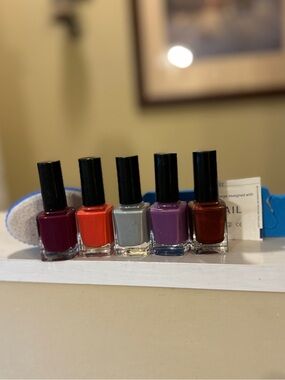 Assorted Mini Nail Polish Set in Berry, just ytOrange, Gray, Purple & Copper
